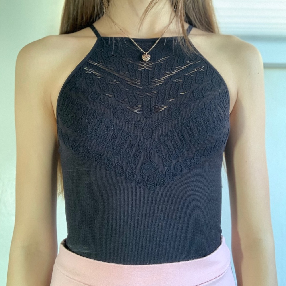 Black Detailed Bodysuit